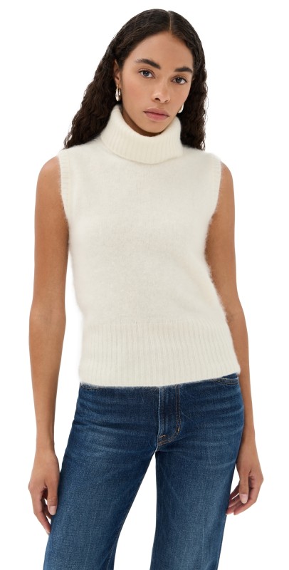 Veronica Beard Mazzy Brushed Cashmere Vest Ivory