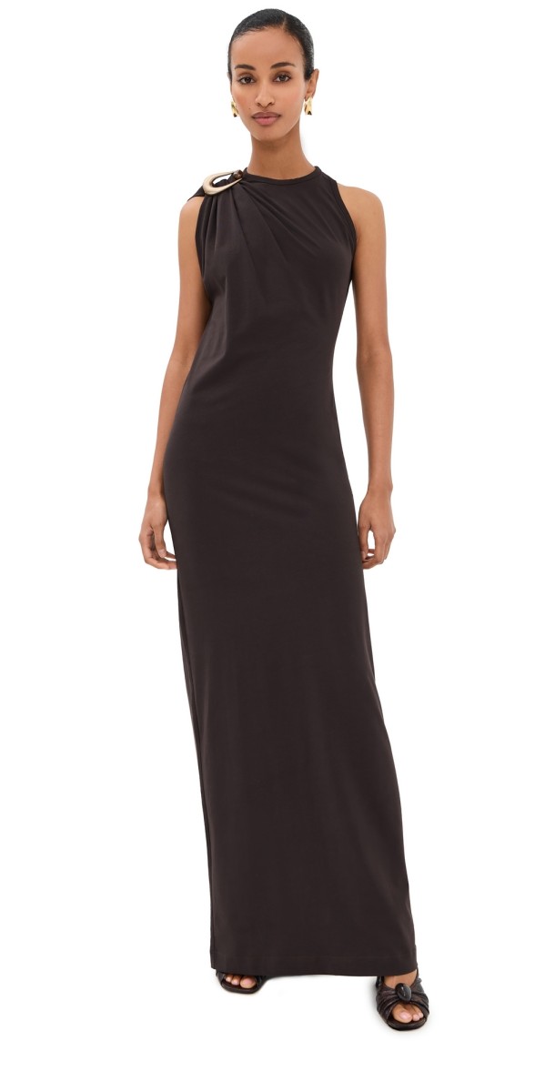 Christopher Esber Stone Pin Column Tee Dress Espresso