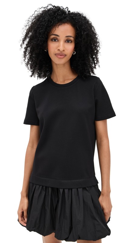 English Factory Bubble Mixed Media Mini Dress Black