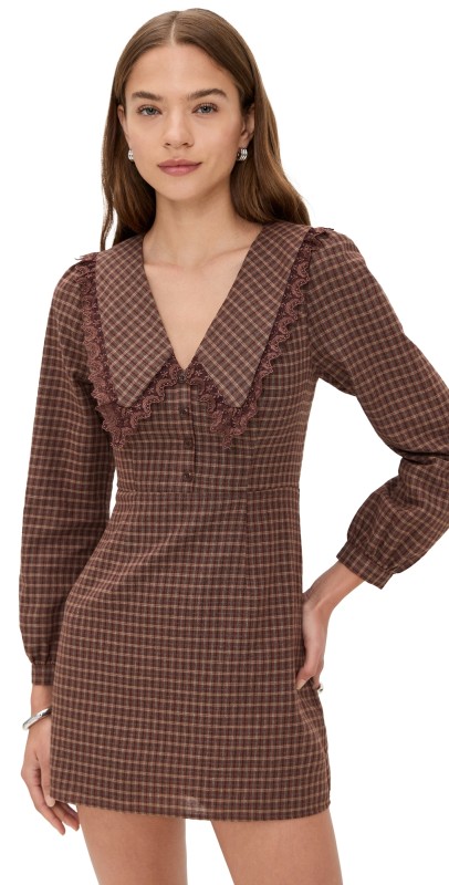 o. p.t Rosalind Mini Dress Brown Plaid