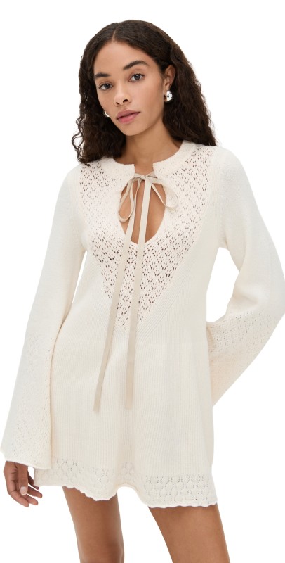 Free People Bali Old Flame Sweater Dress Ivory