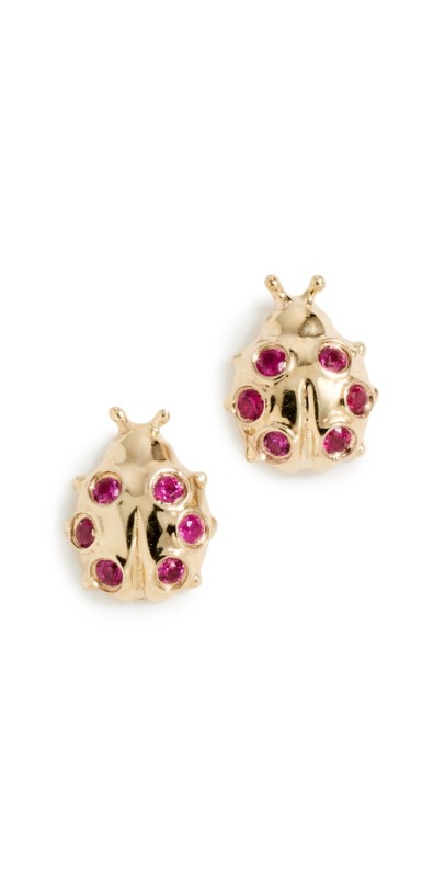 Sydney Evan 14k Tiny Ladybug Studs Yellow Gold