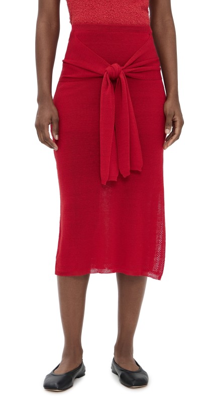 Proenza Schouler White Label Phelan Knit Skirt Dark Poppy