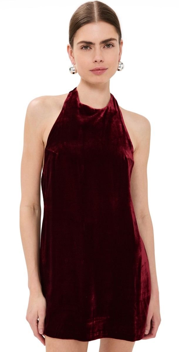 Reformation Avielle Velvet Dress Chianti