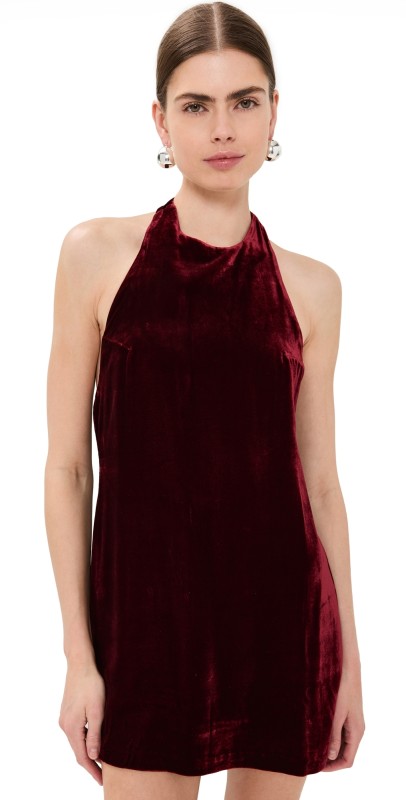Reformation Avielle Velvet Dress Chianti