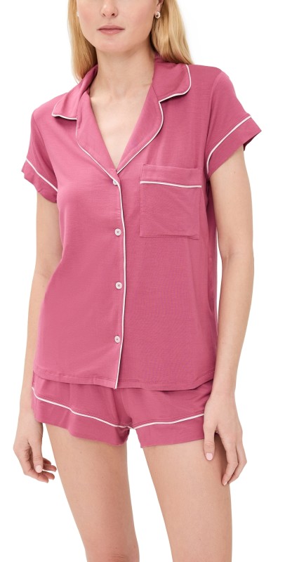 Eberjey Gisele Shortie Pj Set Raspberry/Ivory