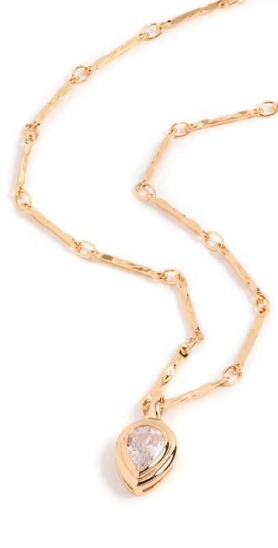 Luv Aj The Pear Double Bezel Charm Necklace Gold