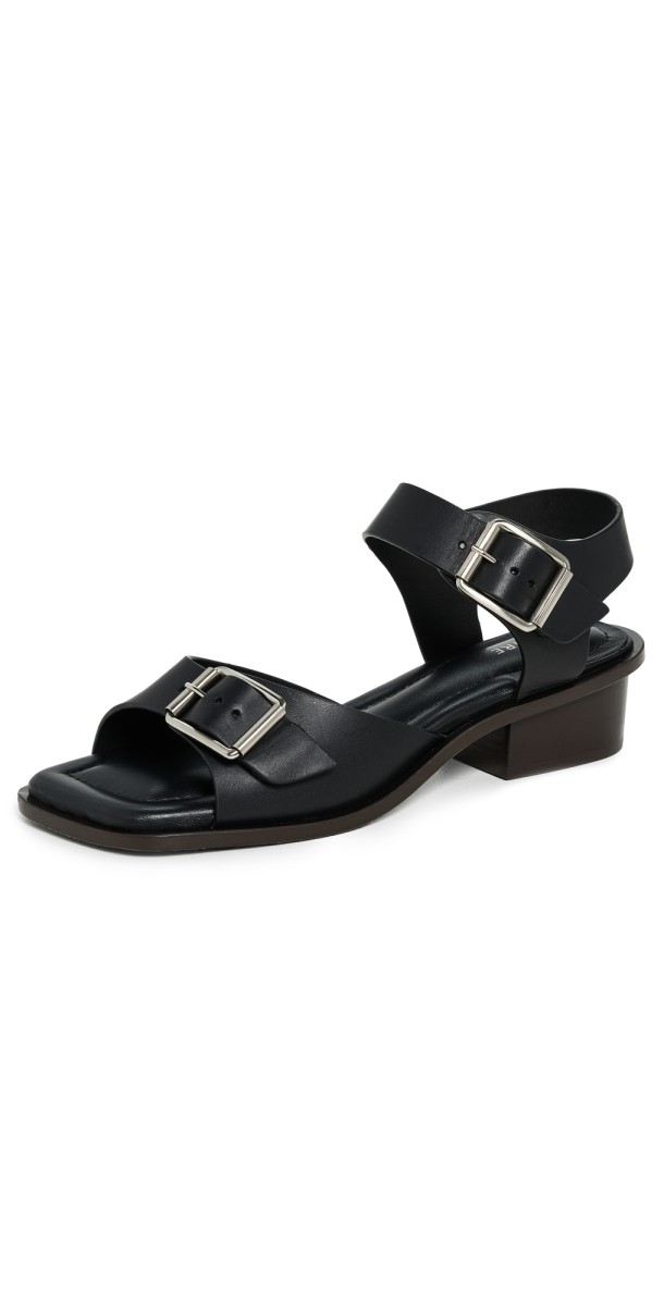 Lemaire Square Heeled Sandals With Straps Black