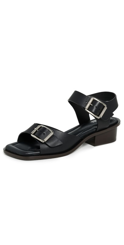 Lemaire Square Heeled Sandals With Straps Black