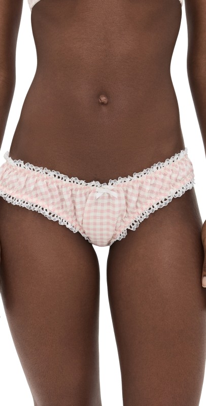 For Love & Lemons Petal Gingham Cheeky Panties Pink