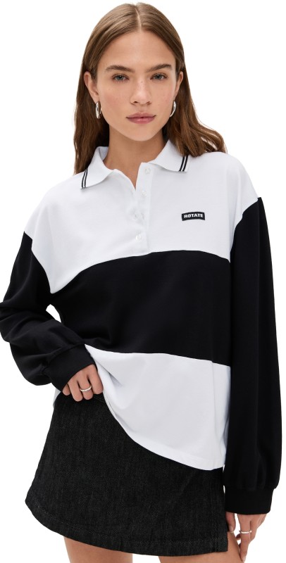 ROTATE Pique Longsleeve Polo Bright White