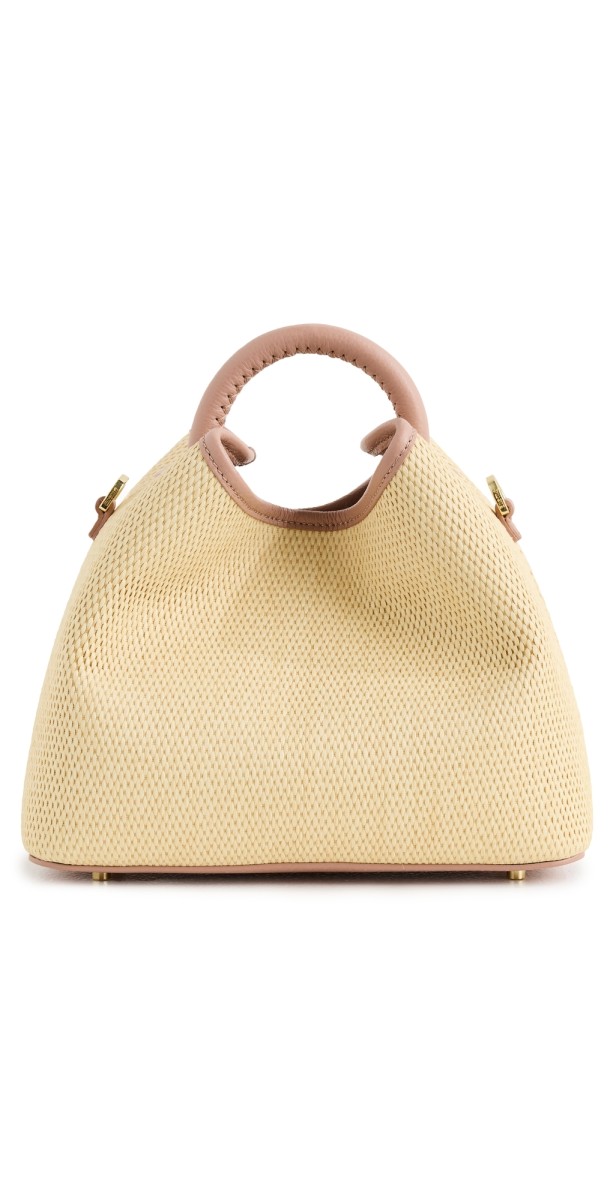 Elleme Baozi Raffia Leather Bag Natural/Dust Pink