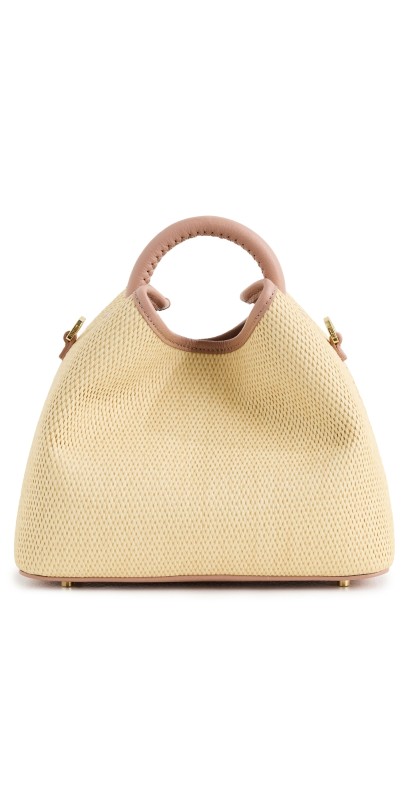 Elleme Baozi Raffia Leather Bag Natural/Dust Pink