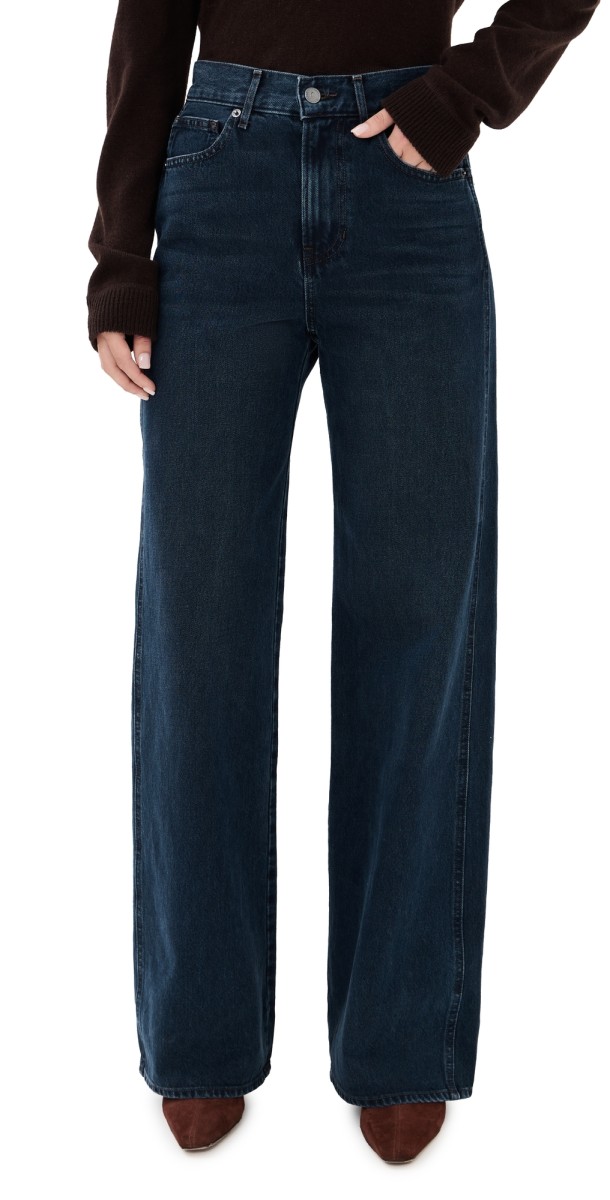 Veronica Beard Jean Taylor High Rise Wide Leg Jeans Dark Midnight