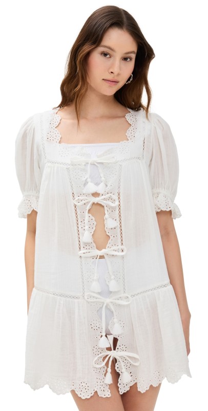 Sea Mae Short Sleeve Coverup Dress White