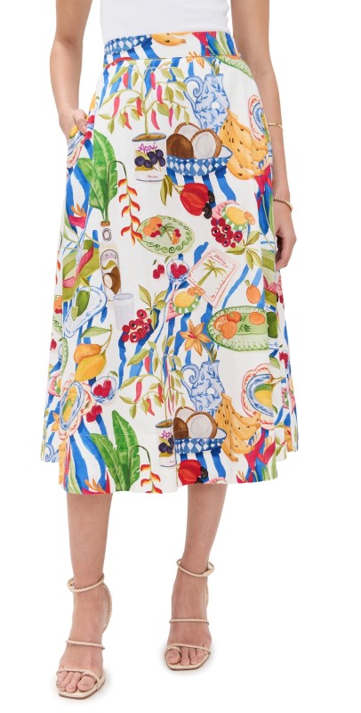 FARM Rio Fresh Table Off-White Midi Skirt Fresh Table Off White