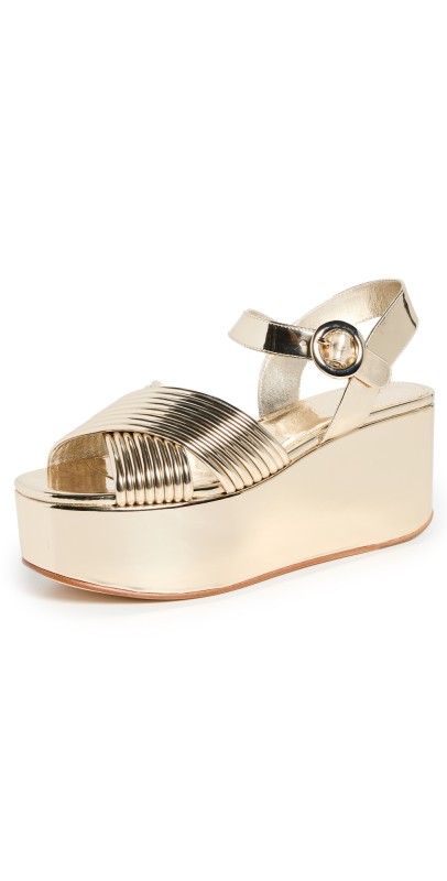 Tory Burch Bombe Cross Strap Platform Sandals 50mm Spark Gold
