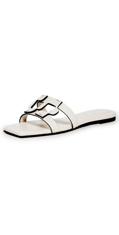 SIMKHAI Simkhai Monogram Flat Slides Ivory