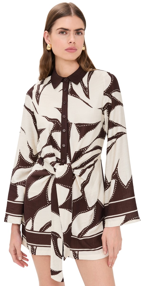 Seven Wonders Arlette Sleeved Mini Dress Arlette Chocolate/Cream