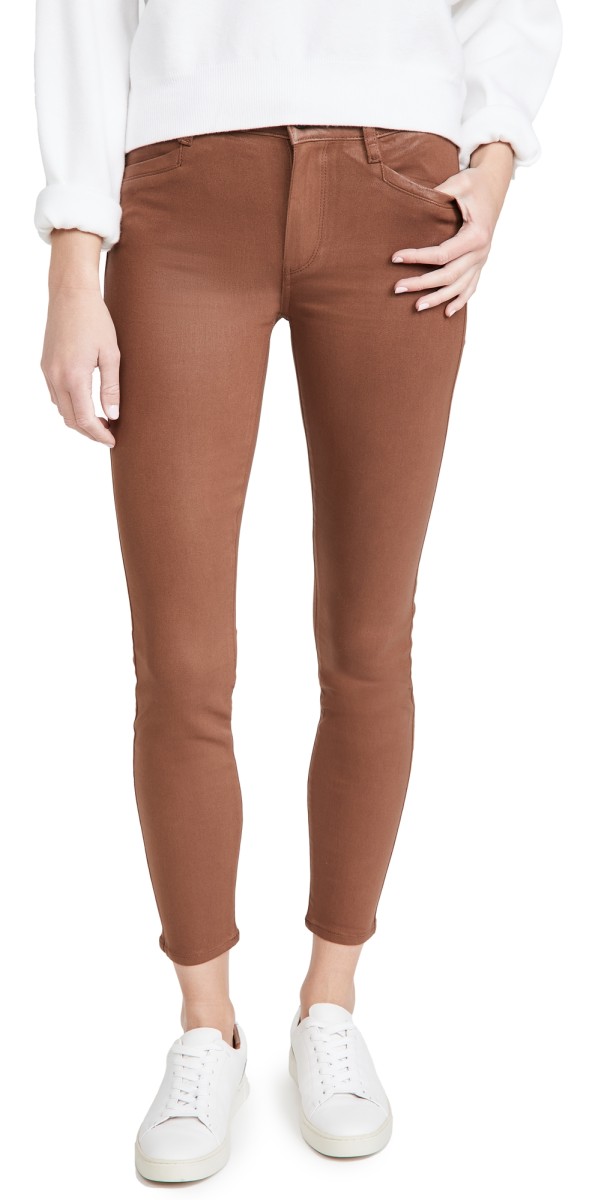 PAIGE Hoxton Coated Ankle Jeans Cognac Luxe Coating