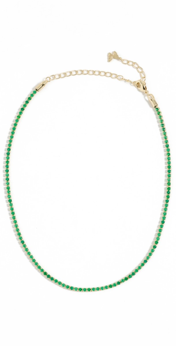 By Adina Eden Colored CZ All Around Tennis Choker Emerald Gr