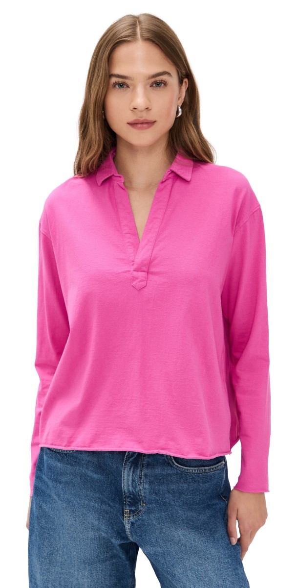 Frank & Eileen Patrick Popover Henley Shirt Guava