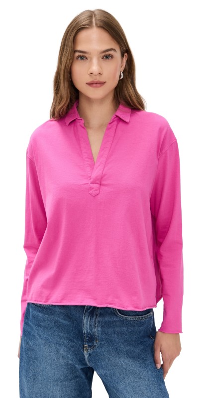 Frank & Eileen Patrick Popover Henley Shirt Guava