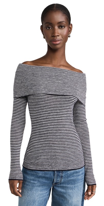 Madewell Stripe Liverpool Lightweight Alpaca Sweater Night Vision Stripe