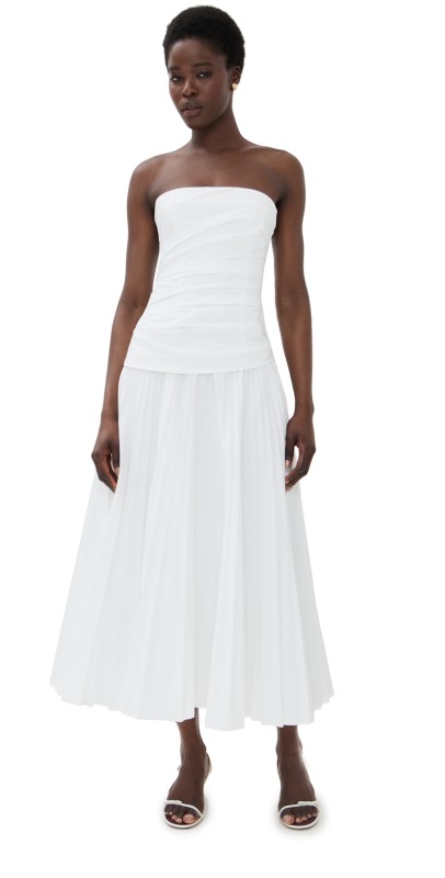 SIMKHAI Arie Strapless Bustier Midi Dress White