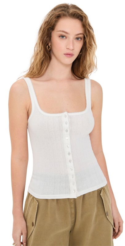 Free People End Game Pointelle Tank Sugar Swizzle