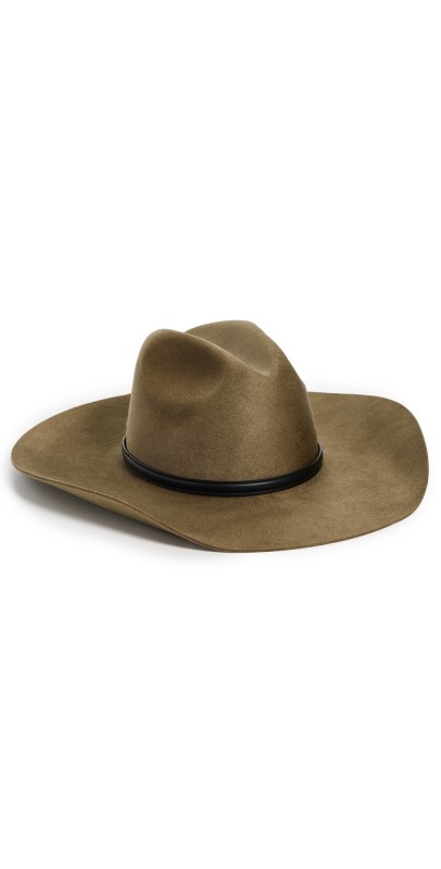 Janessa Leone Nash Stiffened Wool Fedora Camel