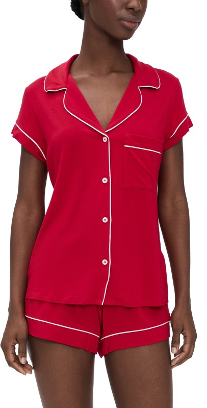Eberjey Gisele Shortie Pajama Set Holly Red/Ivory