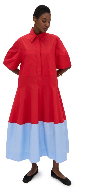 Lee Mathews Wendy Shirt Dress Ruby Red