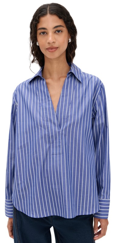 Vince Relaxed Popover Long Sleeve Top Sand Sage