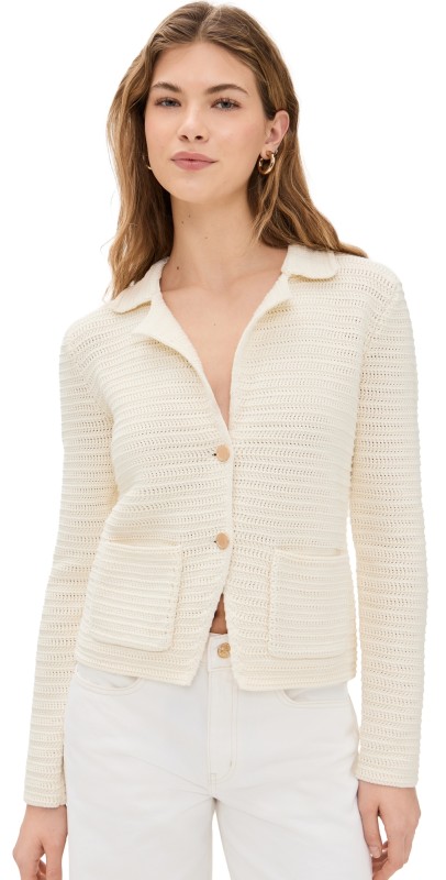 FRAME The Crochet Blazer Cream