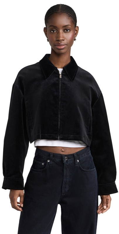 Theory Aline Zip Velvet Jacket Black