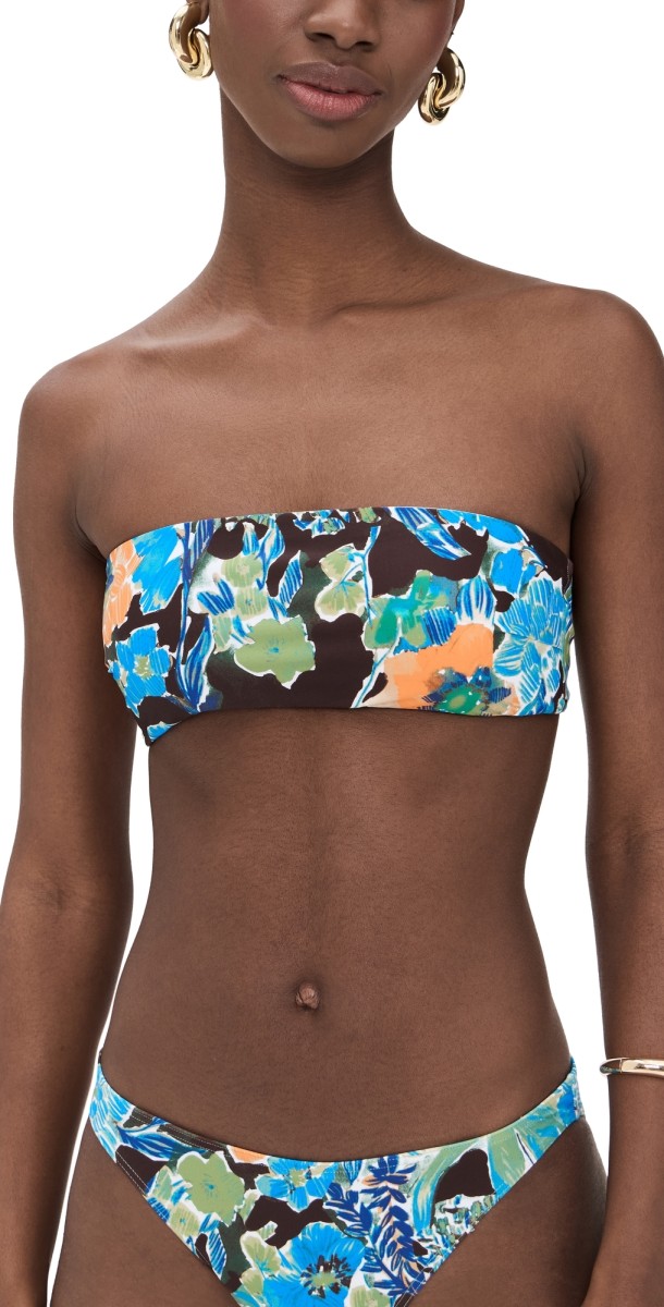 Tanya Taylor Lexa Bikini Top Chocolate/Aqua Multi