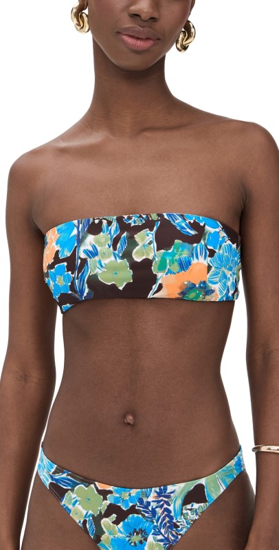 Tanya Taylor Lexa Bikini Top Chocolate/Aqua Multi