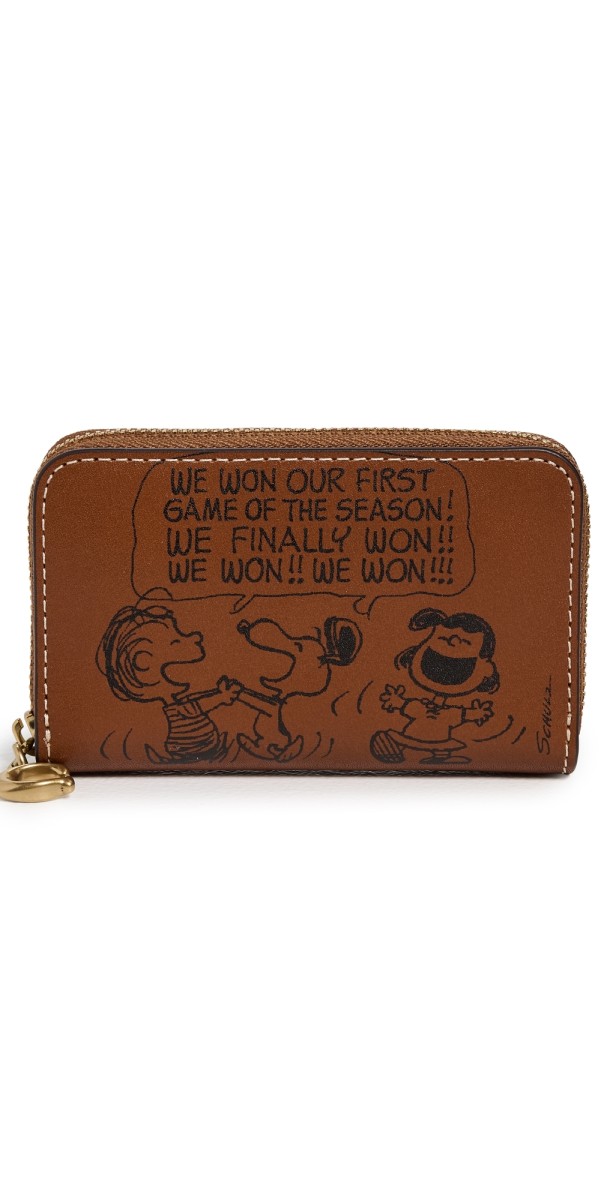 Coach Coach x Peanuts Small Zip Around Card Case B4/Hazelnut