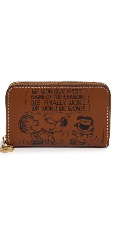 Coach Coach x Peanuts Small Zip Around Card Case B4/Hazelnut
