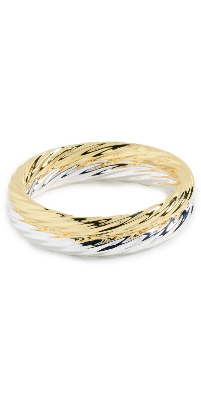 Argento Vivo TT Twist Bangle Set Gold/Silver