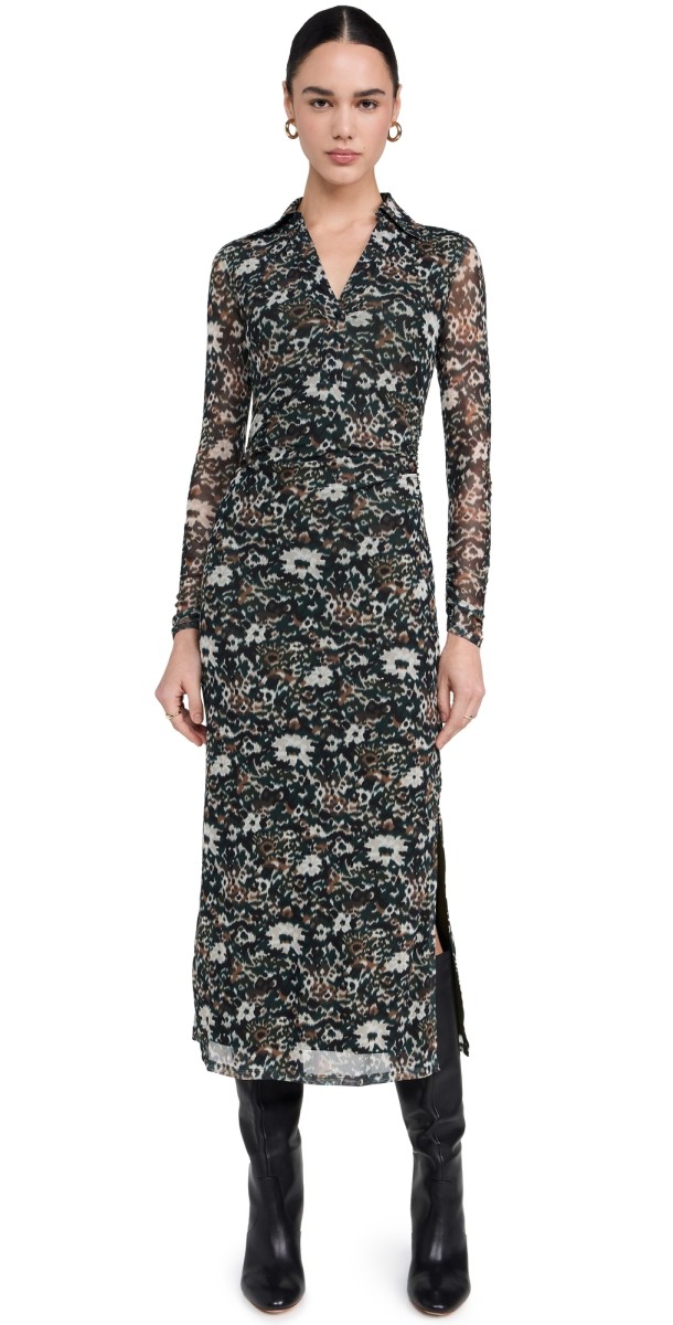 Madewell Chandra Dress Camo Floral Mossy Umber