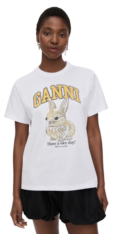 GANNI Basic Jersey Baby Bun Relaxed T-Shirt Bright White