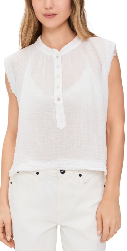 9seed Idyllwild Top with Buttons White