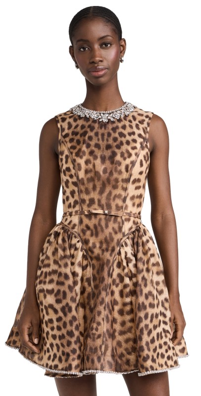 Zimmermann Crush Panelled Mini Dress Leopard