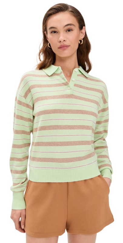 Guest in Residence Collegiate Stripe Polo Mint Combo