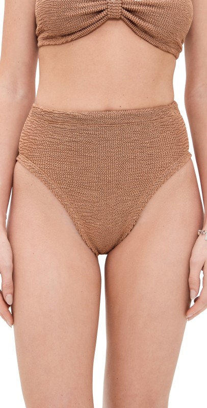 Hunza G High Waist Bikini Bottoms Metallic Cocoa