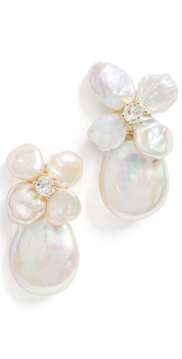 SHASHI Fleur de Cleo Earrings Gold/Pearl