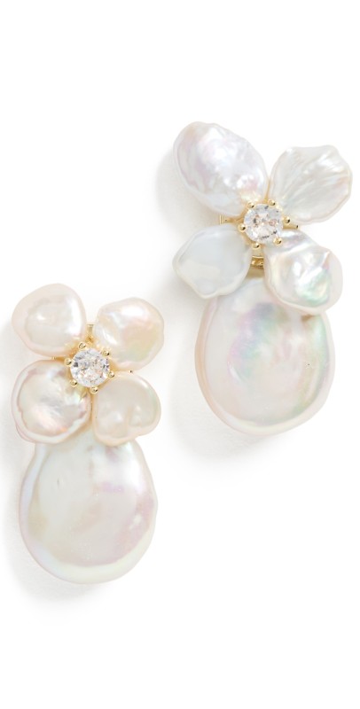 SHASHI Fleur de Cleo Earrings Gold/Pearl