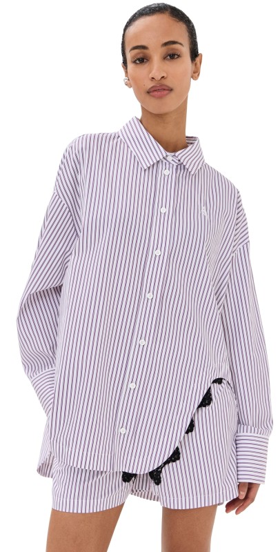 The Attico Button Down Shirt White/Purple
